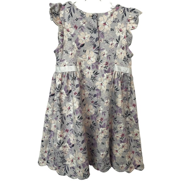 Haute Hippie Kids Girls Floral Dress Purple White Lilac Bows Ruffles Size 7 - Picture 3 of 6